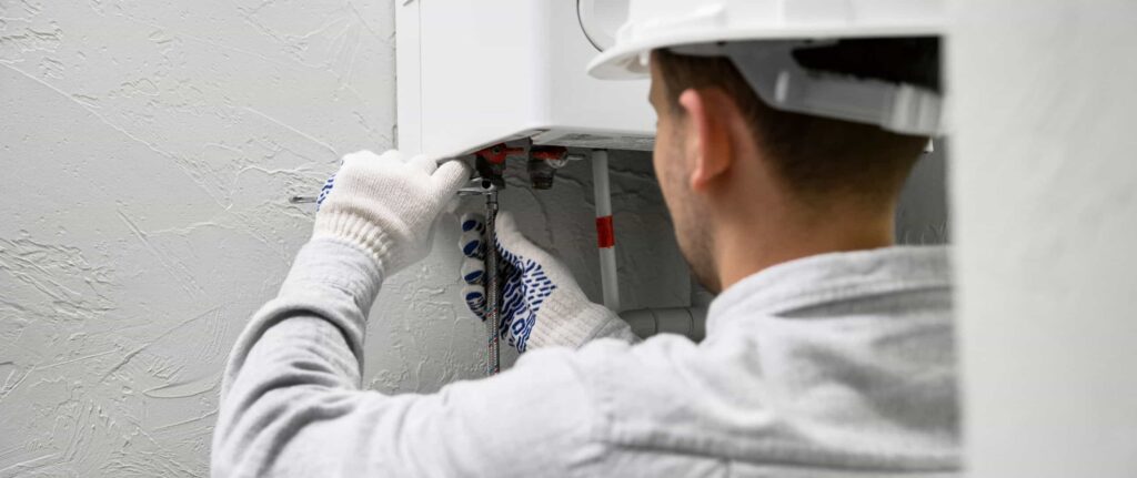 orang yang memasang water heater orang yang memasang water heater