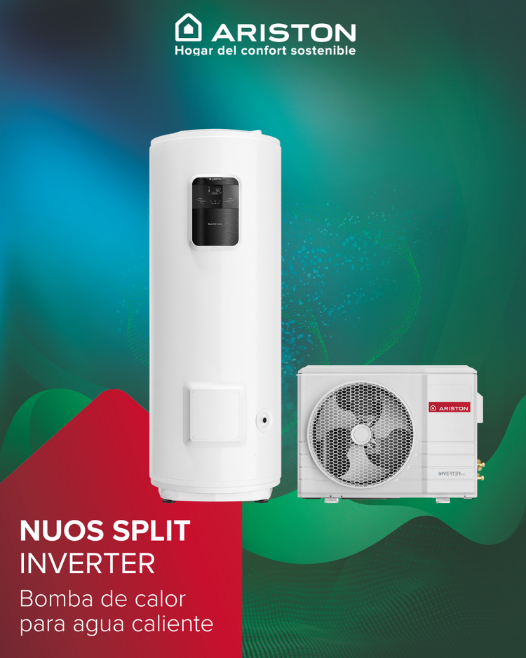 Ariston amplía la flexibilidad de instalación de su gama NUOS SPLIT INVERTER WIFI y refuerza su liderazgo en ACS renovable