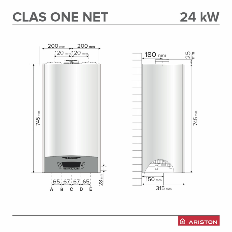 Biały kocioł kondensacyjny Clas One Net 24 - wymiary