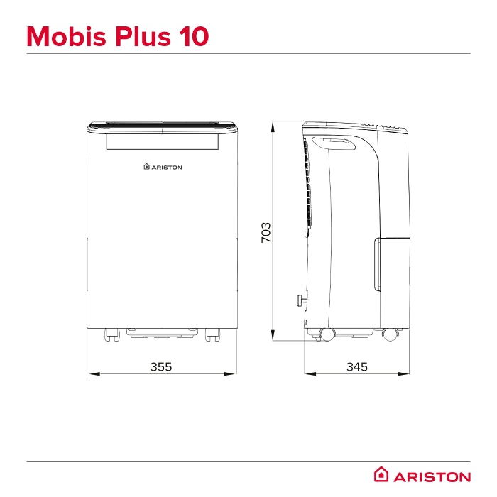 Aparat de aer condiționat Ariston Mobis Plus 10 - schiță dimensiuni