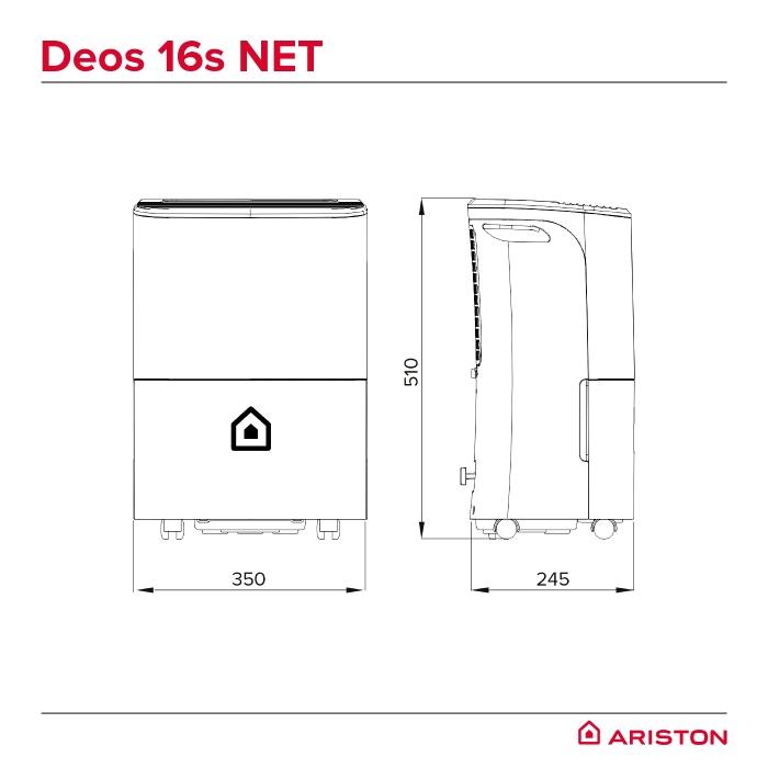 Dezumidificator Ariston DEOS 16S Net - schiță dimensiuni