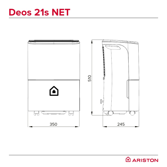 Dezumidificator de aer Ariston DEOS 21S Net - schiță dimensiuni