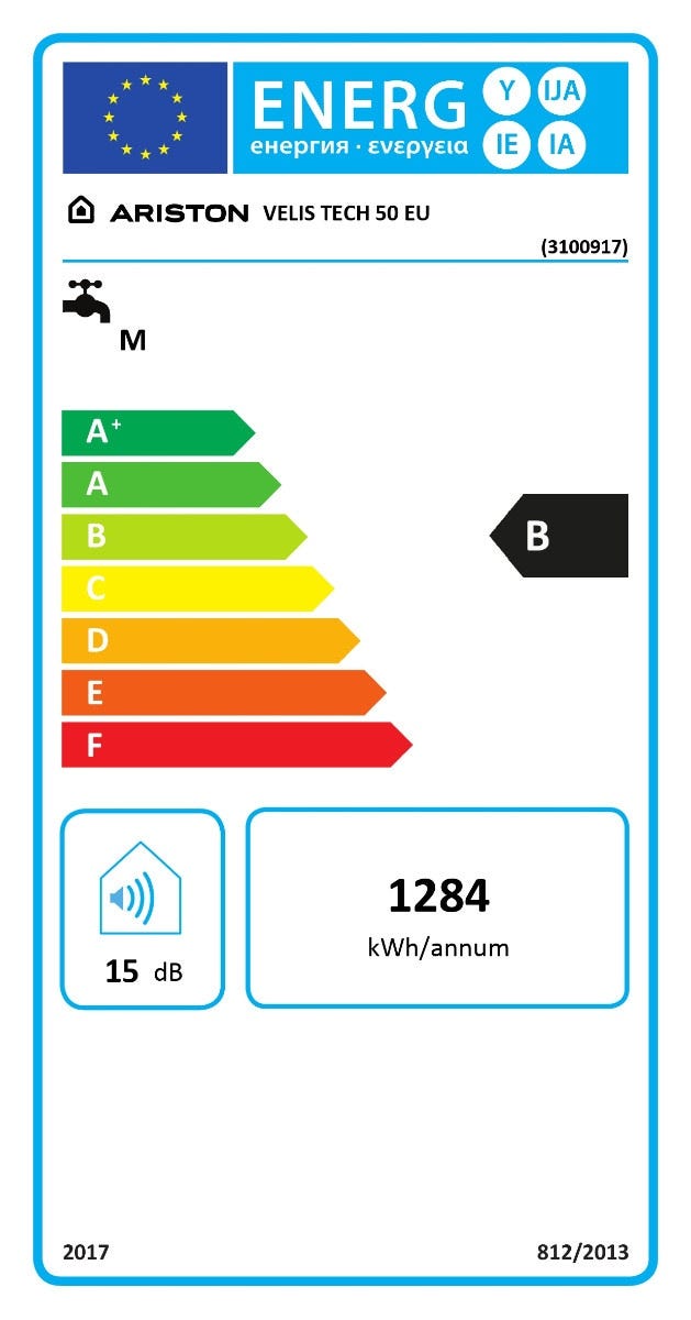 Boiler electric Ariston VELIS TECH 50 clasă energetică B