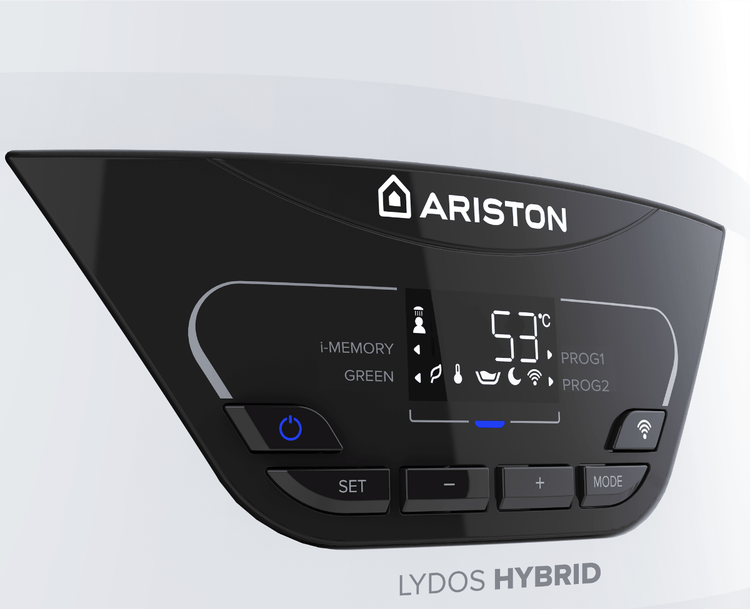 Pompă de căldură pentru apă caldă Ariston Lydos Hybrid WI-FI - vedere frontal-stânga