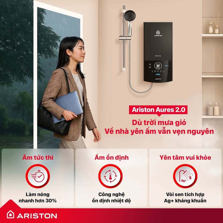 Công nghệ ổn định nhiệt độ trên Ariston Aures 2.0