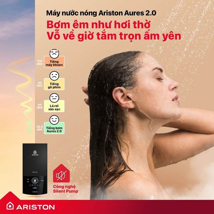Bình nóng lạnh trực tiếp Ariston có bơm êm ái