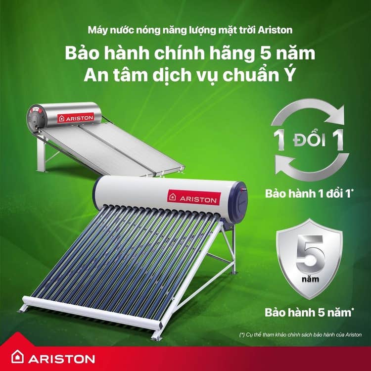 Máy nước nóng năng lượng mặt trời loại nhỏ Ariston phù hợp gia đình nhỏ